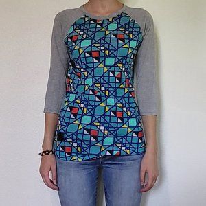 Lularoe Baseball Tee - Bright diamond pattern